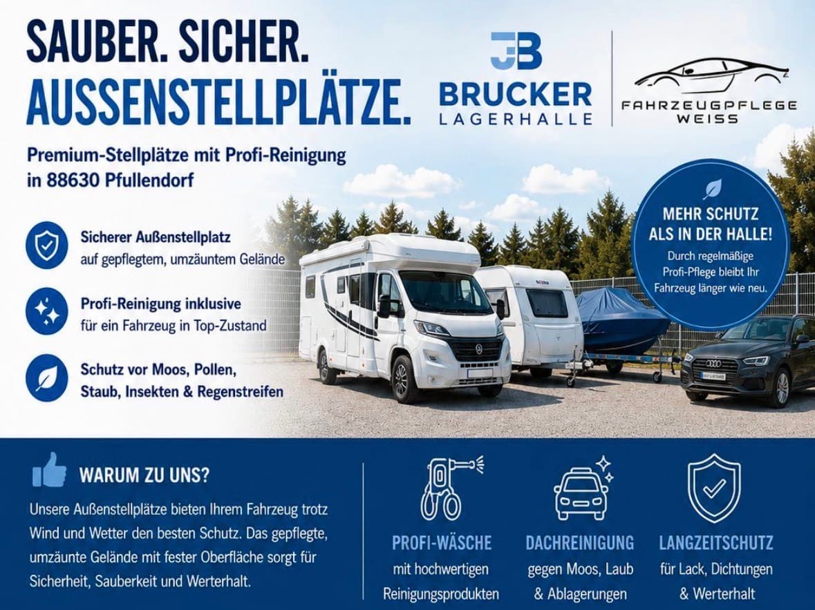 Im Freien · Gesichert · Container / Lagerbox in Pfullendorf – Wohnmobil/Wohnwagen Stellplatz Pfullendorf Profi-Waschservice!