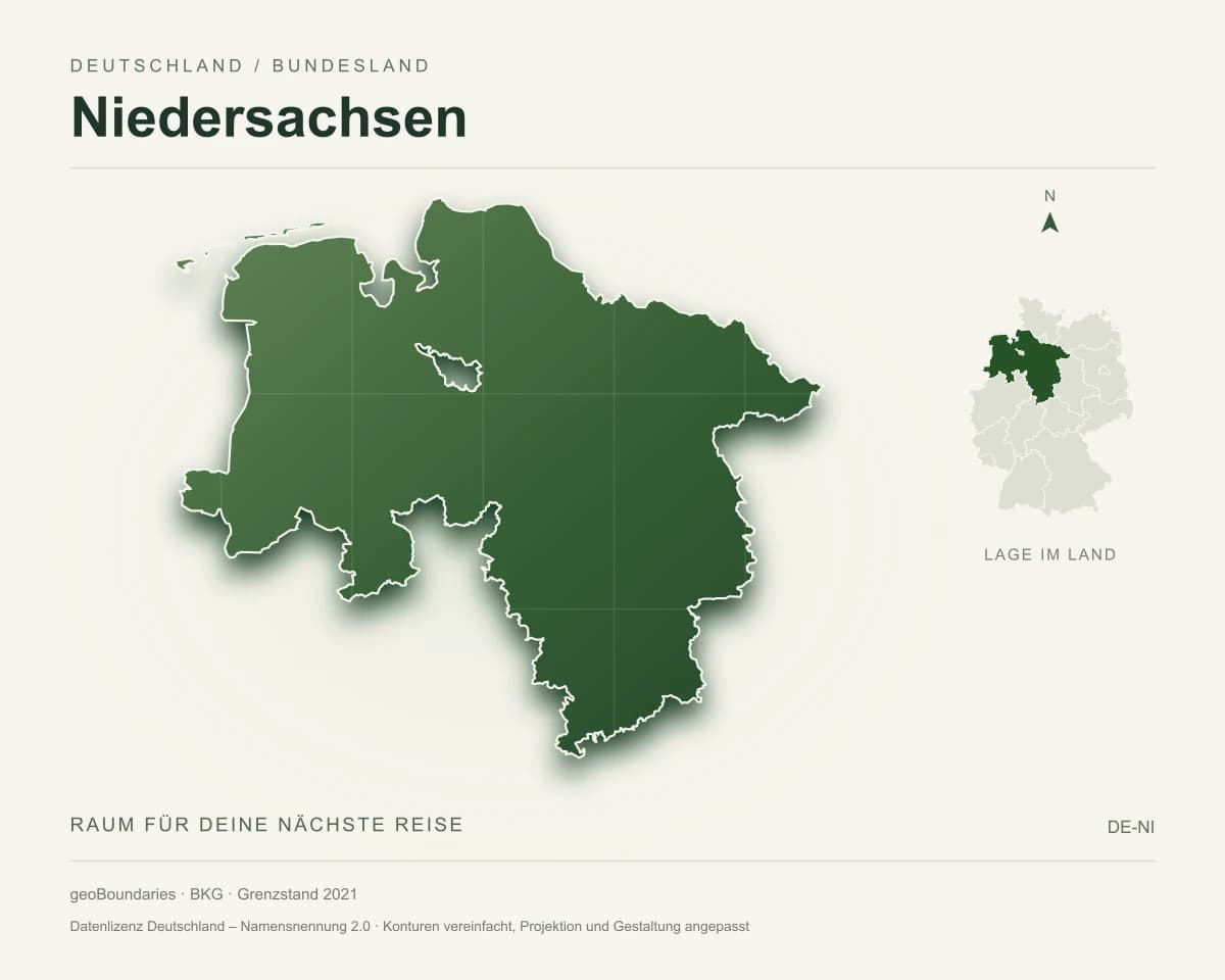 Reliefkarte von Niedersachsen