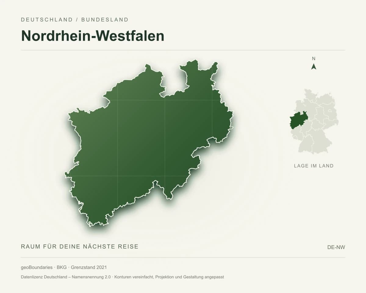 Reliefkarte von Nordrhein-Westfalen