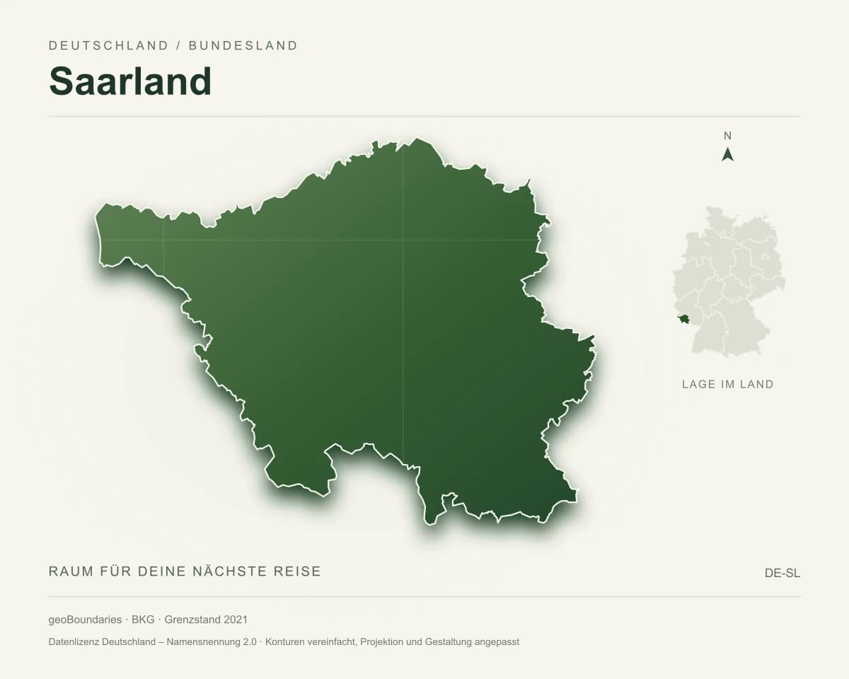 Reliefkarte von Saarland