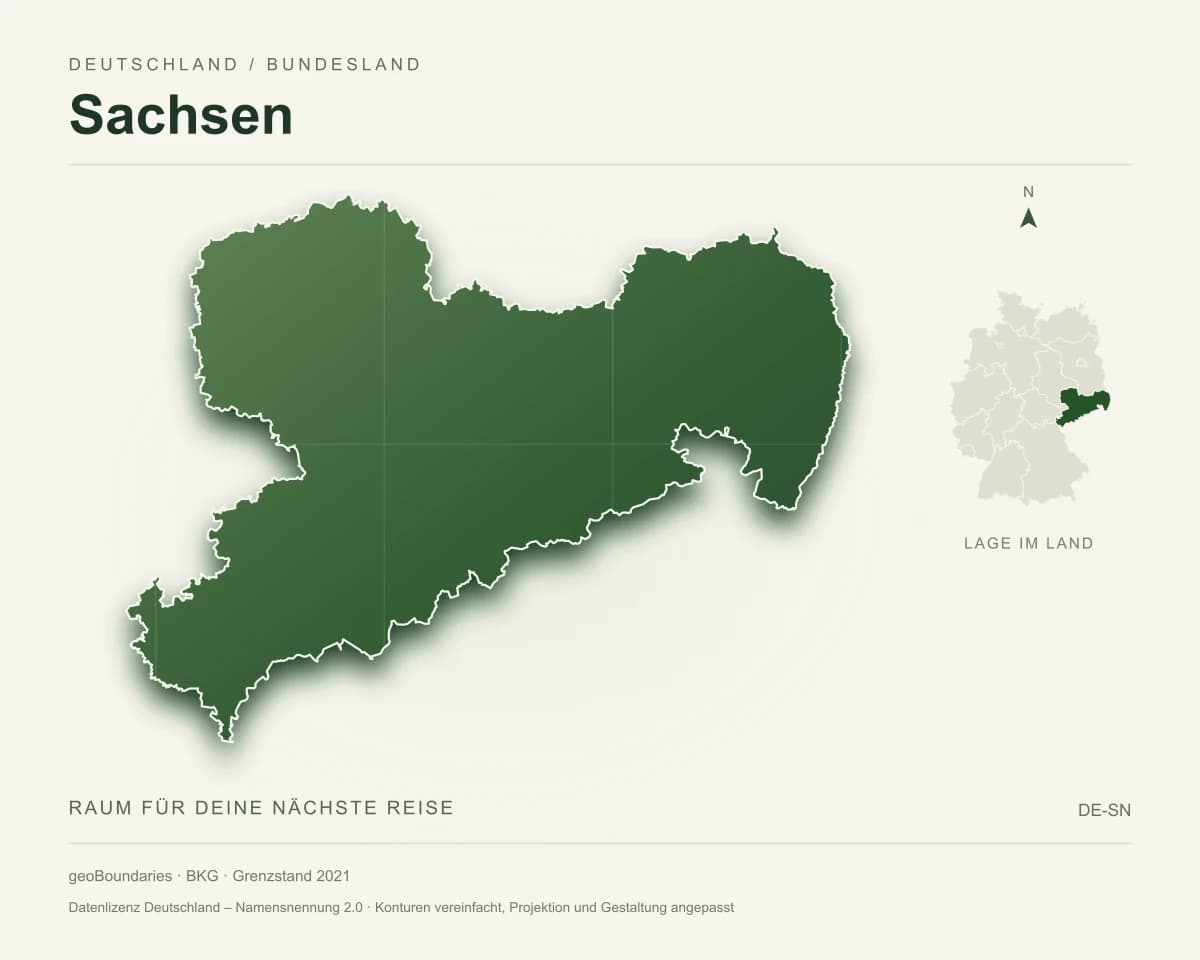 Reliefkarte von Sachsen