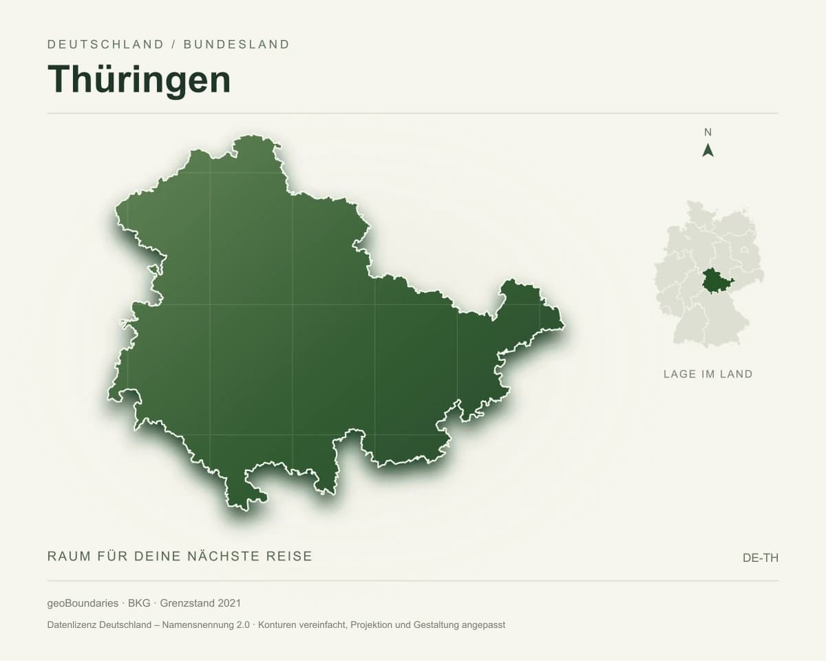 Reliefkarte von Thüringen