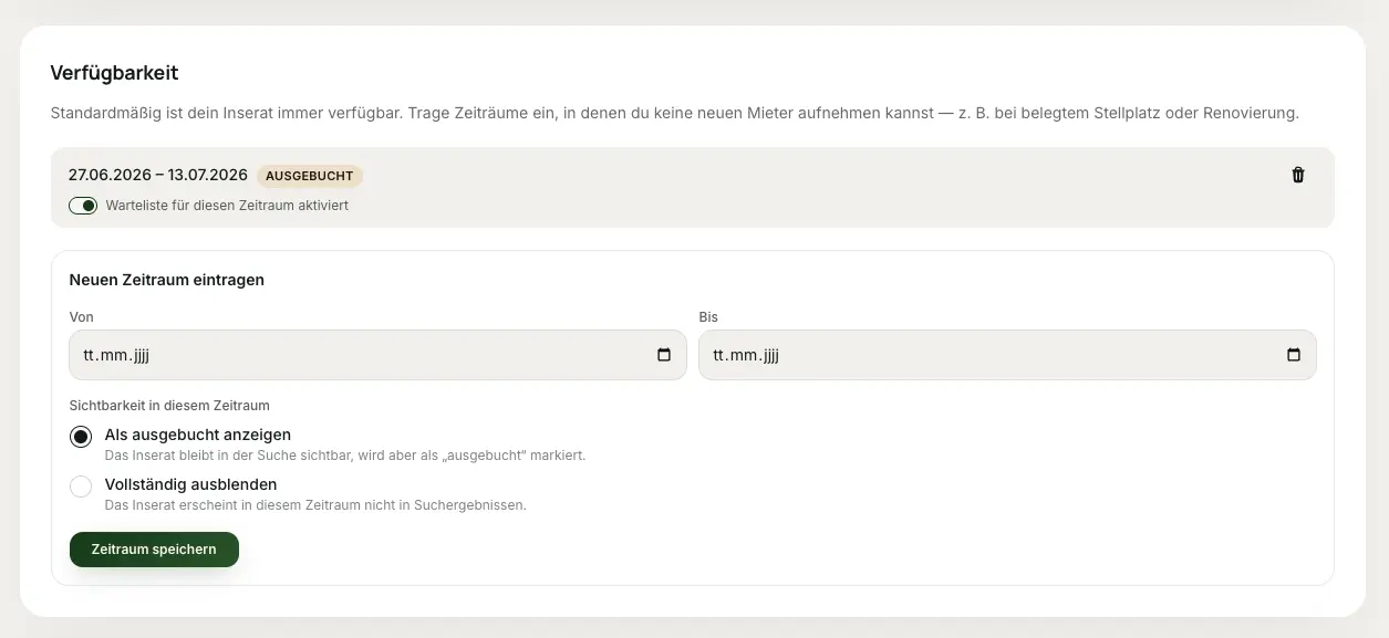 Warteliste für Stellplätze: Nie wieder einen Interessenten verlieren